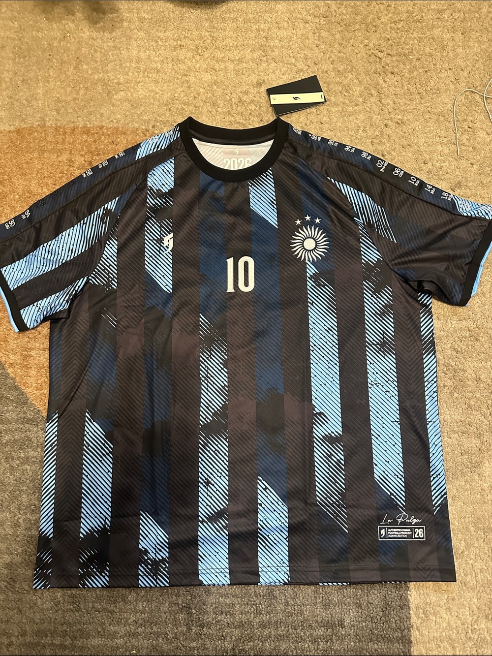 MBAPPE Blue & Black Striped Soccer Jersey with Number 10